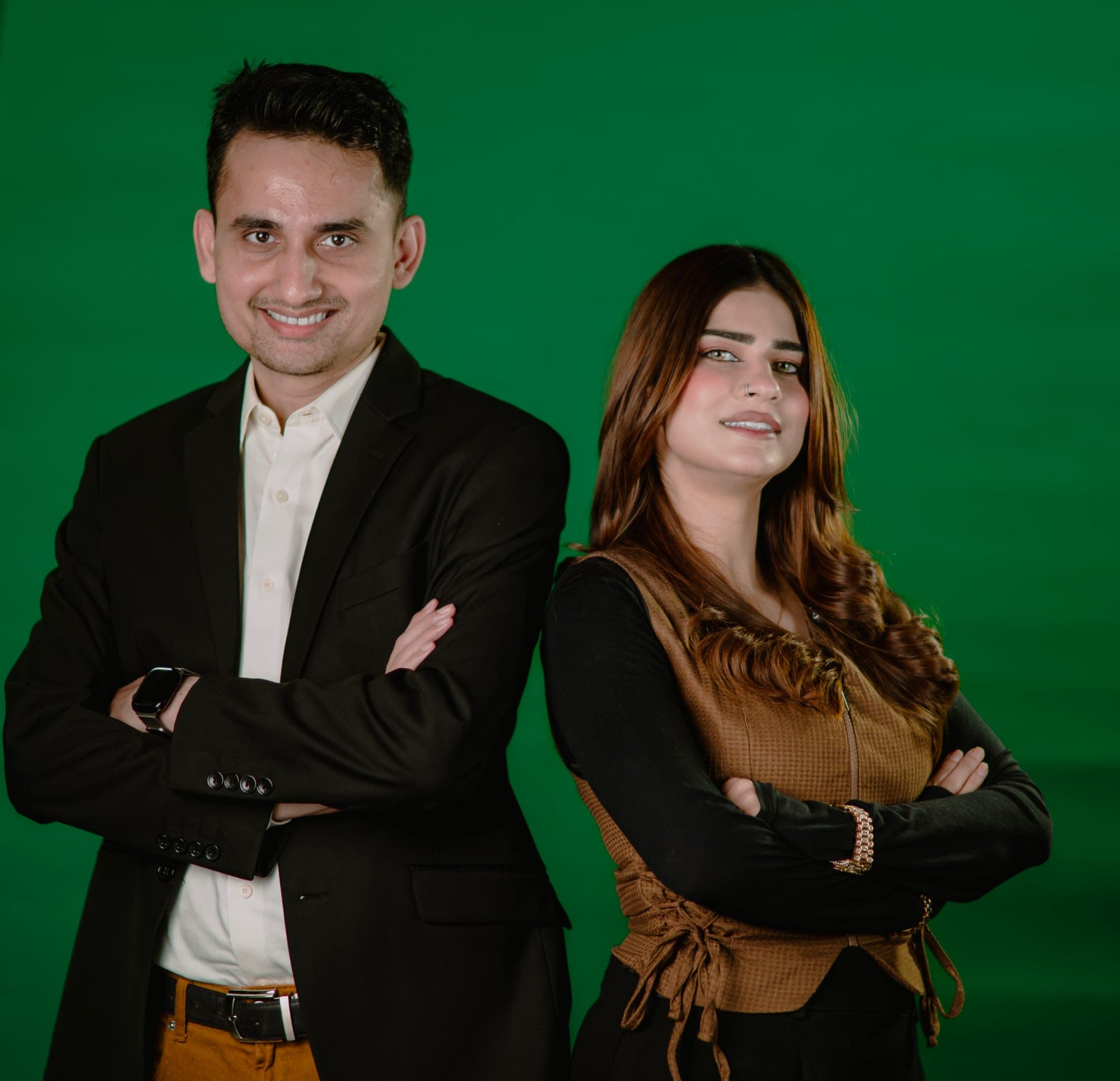 Vantage Markets content team on a green screen set